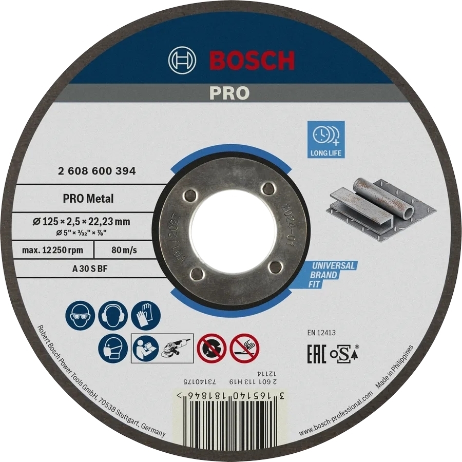 Диск отрезной Bosch Professional для металла 125x2.5x22.23мм (2.608.600.394) фото 1