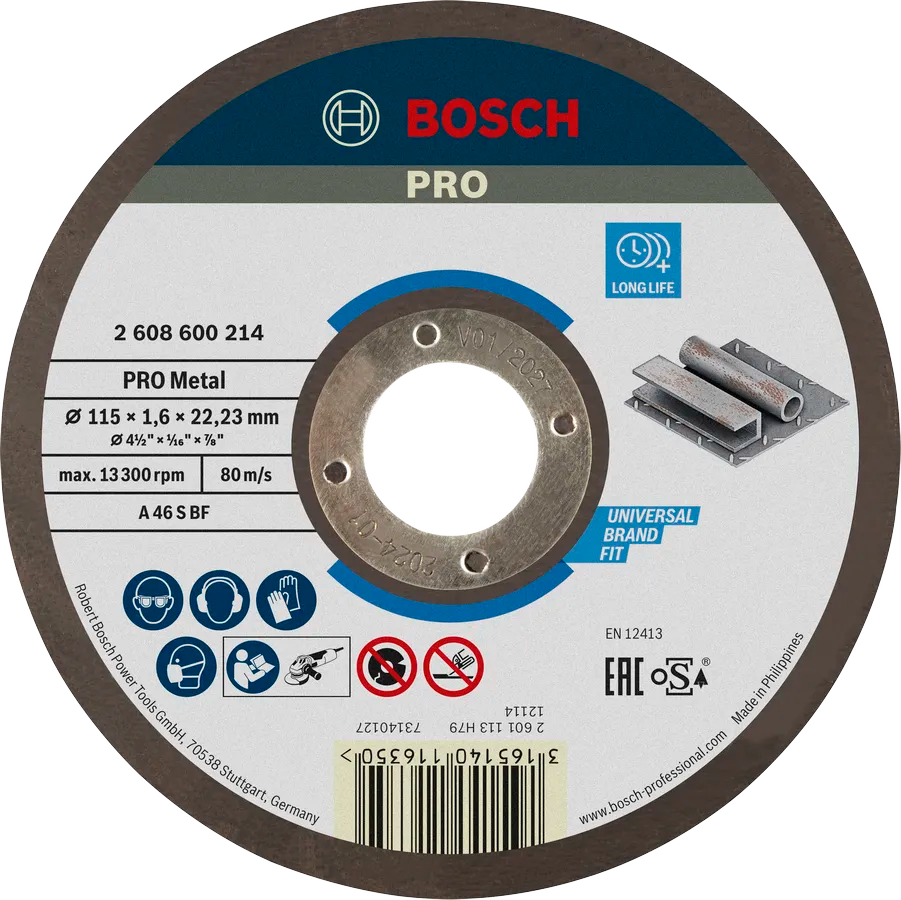 Диск отрезной Bosch Professional для металла 115x1.6x22.23мм (2.608.600.214) фото 1