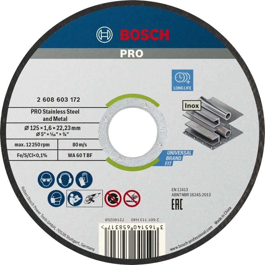 Диск отрезной Bosch Professional для нержавеющей стали и металла 125x1.6x22.23мм (2.608.603.172) фото 1