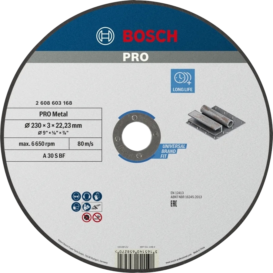 Диск отрезной Bosch Professional для металла 230x3x22.23мм (2.608.603.168) фото 1