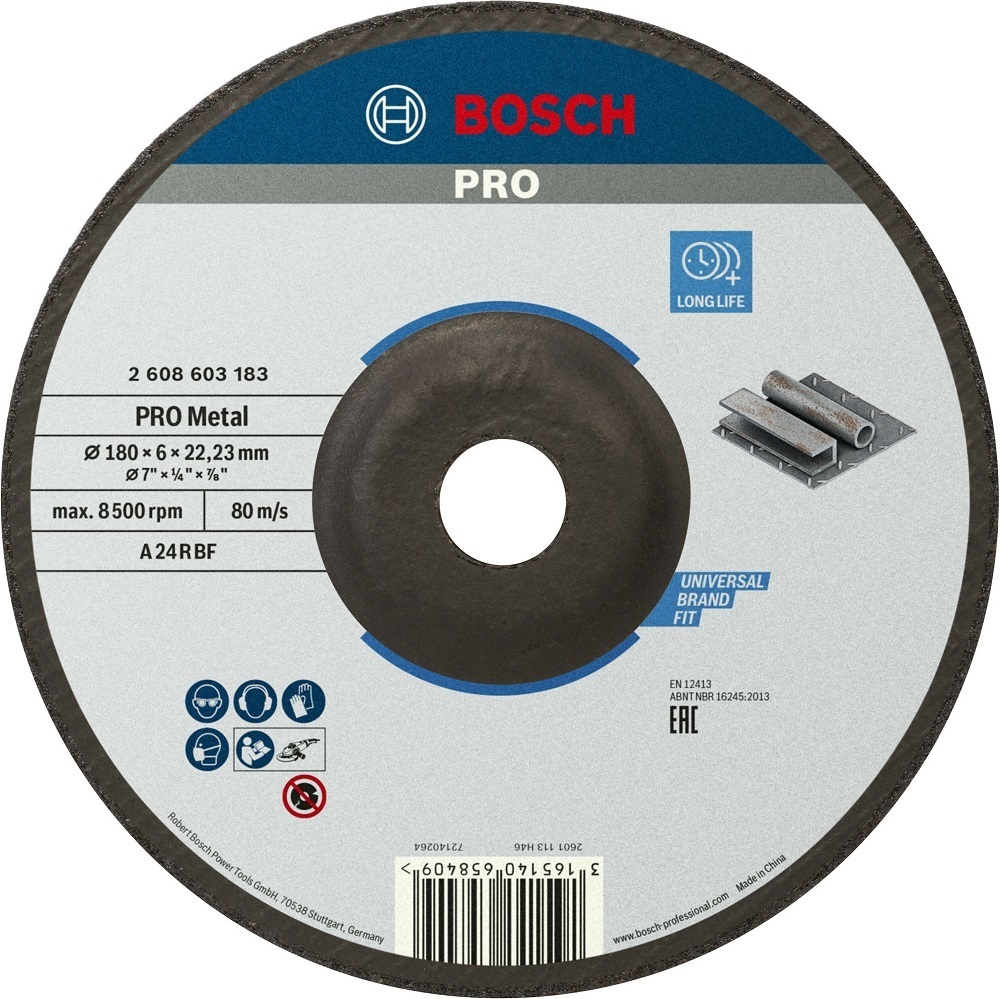Диск шлифовальный Bosch Professional для металла 180x6x22.23мм (2.608.603.183) фото 1