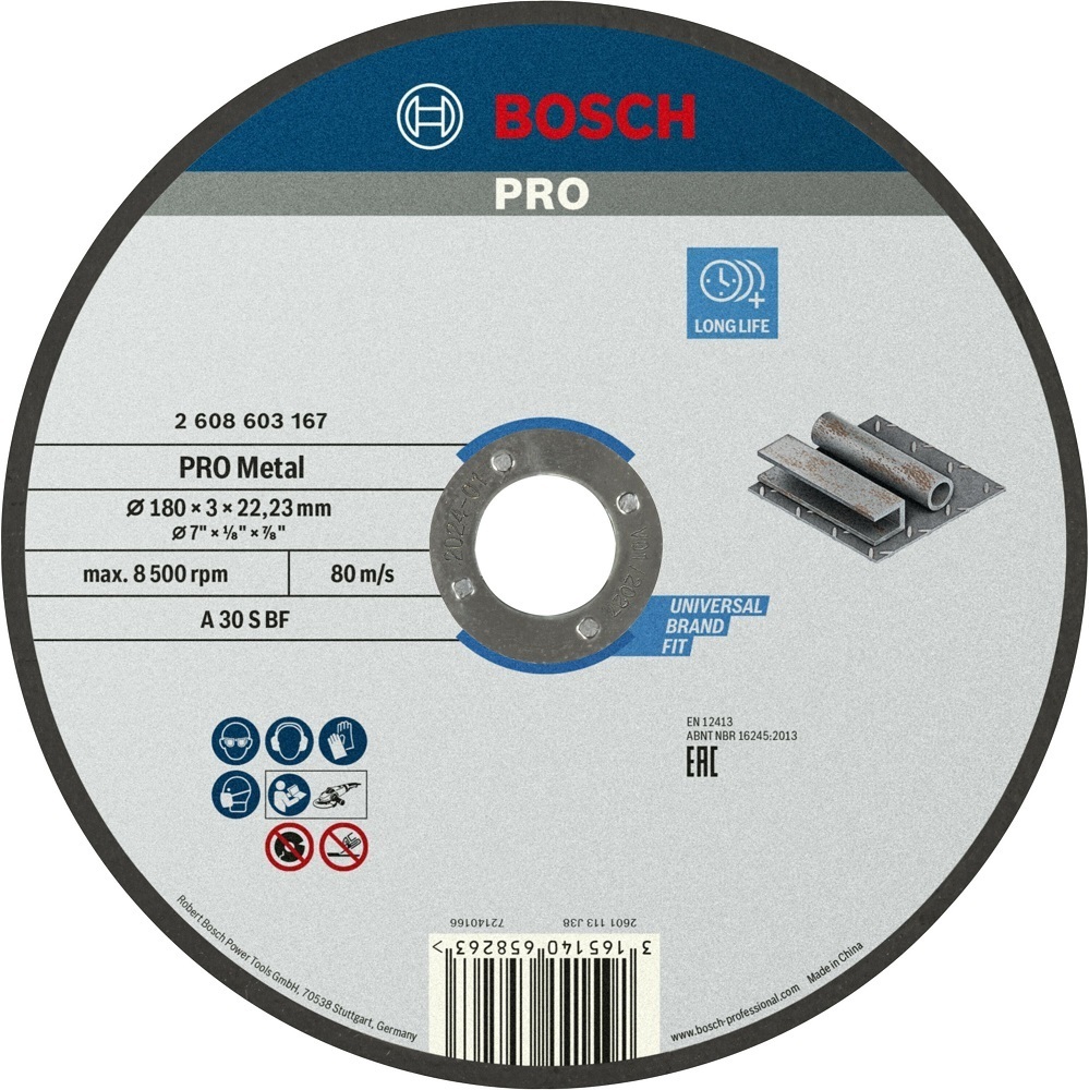 Диск отрезной Bosch Professional для металла 180x3x22.23мм (2.608.603.167) фото 1