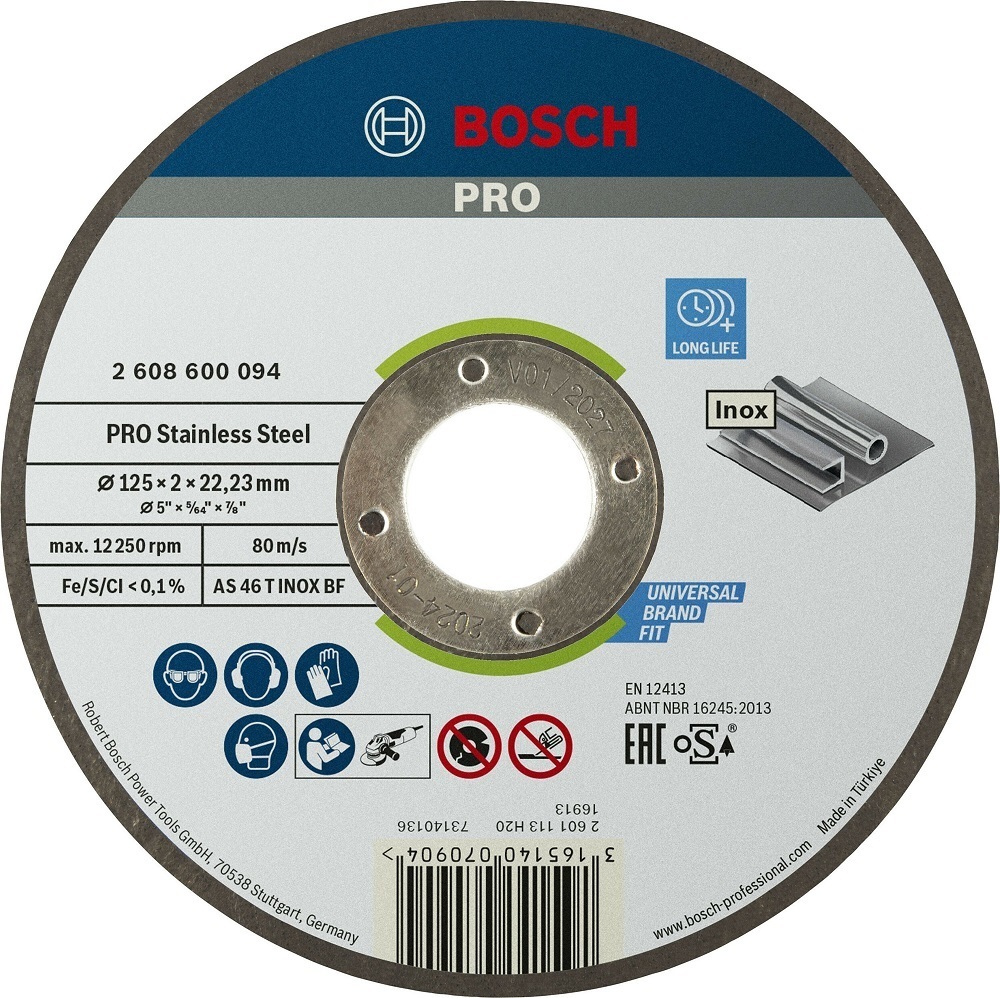 Диск отрезной Bosch Professional для нержавеющей стали 125x2x22.23мм (2.608.600.094) фото 1