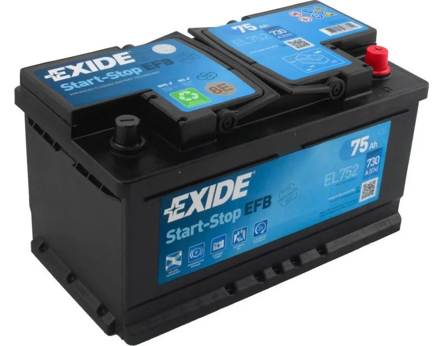 Акумулятор Exide Start-Stop EFB 12В 75А·год 730А R+ (EL752) фото1