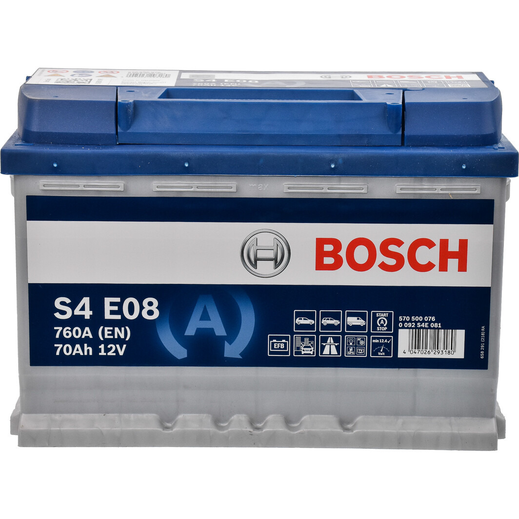 Акумулятор Bosch S4 12В 70А·год 760А R+ (0 092 S4E 081) фото 1