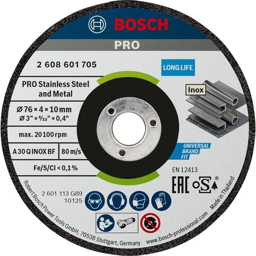 Диск отрезной Bosch Professional для нержавеющей стали и металла 76x4x10мм 2шт (2.608.601.705) фото 1