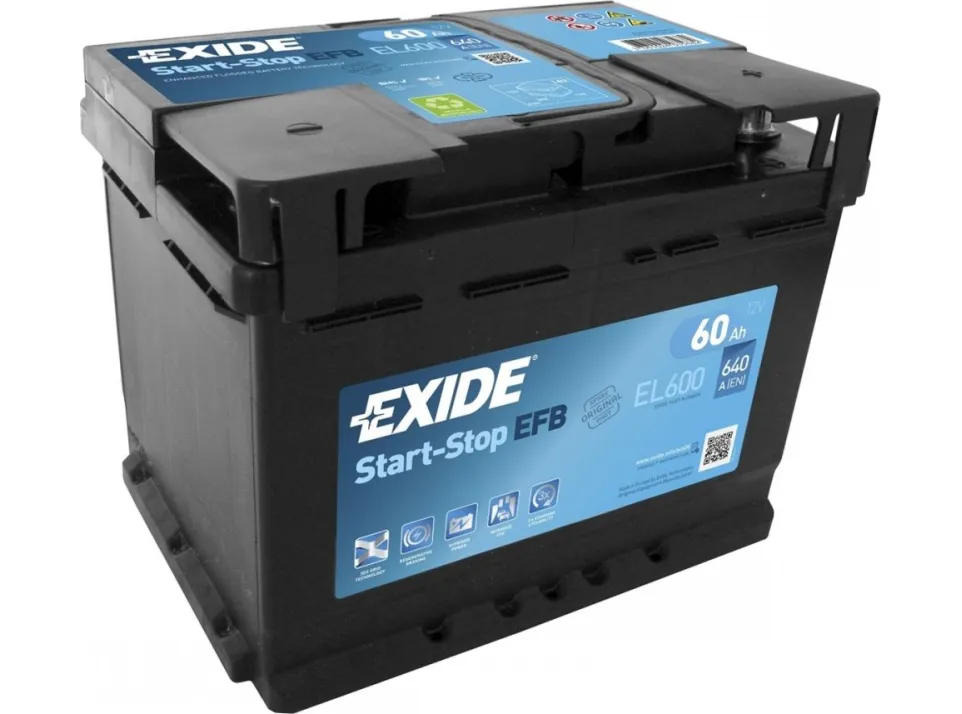 Акумулятор Exide Start-Stop 12В 60А·год 640А R+ (EL600)фото1