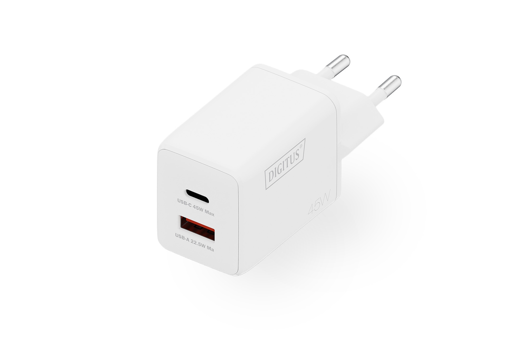 Зарядний пристрій Digitius 1хUSB-C, 1хUSB-A, 45W, GaN (DA-10302)фото1