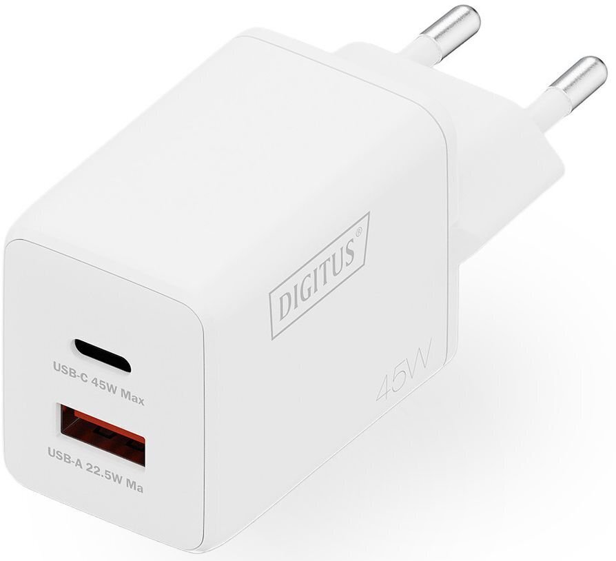 Зарядний пристрій Digitius 1хUSB-C, 1хUSB-A, 45W, GaN (DA-10302)фото1