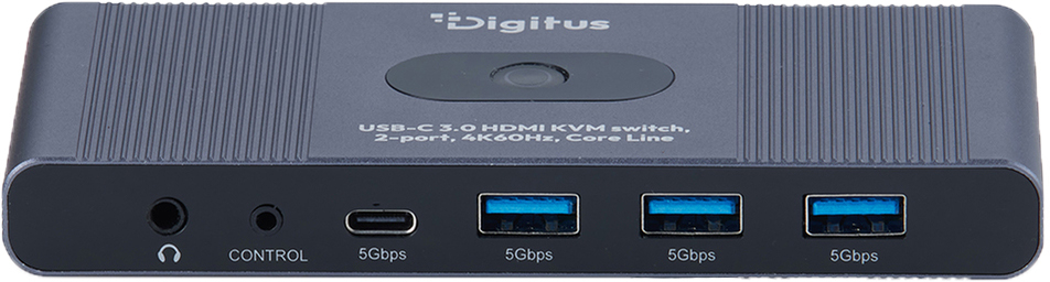 

Коммутатор DIGITUS Desktop KVM, 2x1 HDMI, 3xUSB 3.0, 1xUSB-C, 4K, Core Line (DS-12855)
