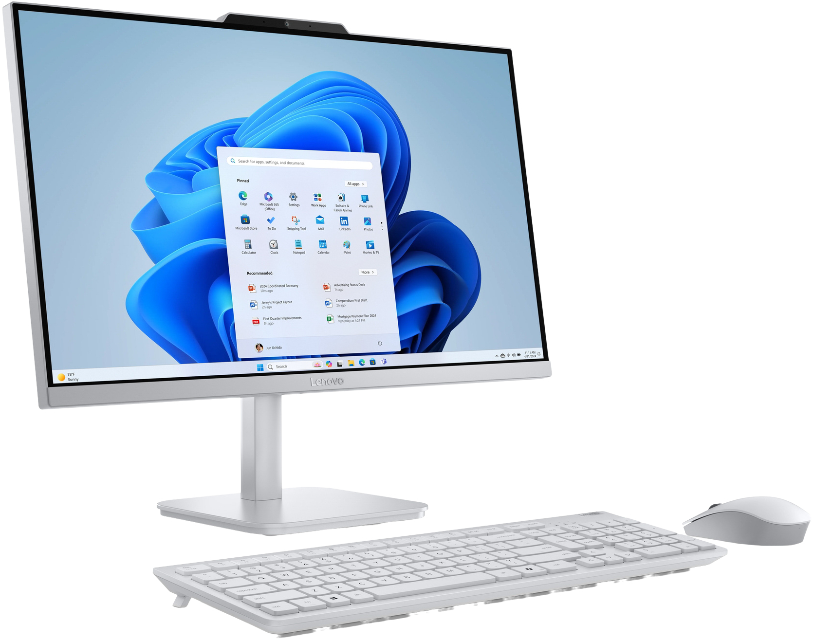 Моноблок 23.8" LENOVO A100 Cloud Grey (F0JN002VUO) фото 1