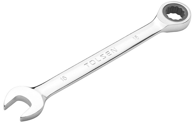Ключ гаечный Tolsen, комбинированный, храповой механизм, 221мм, 16мм, CrV |(15212) фото1