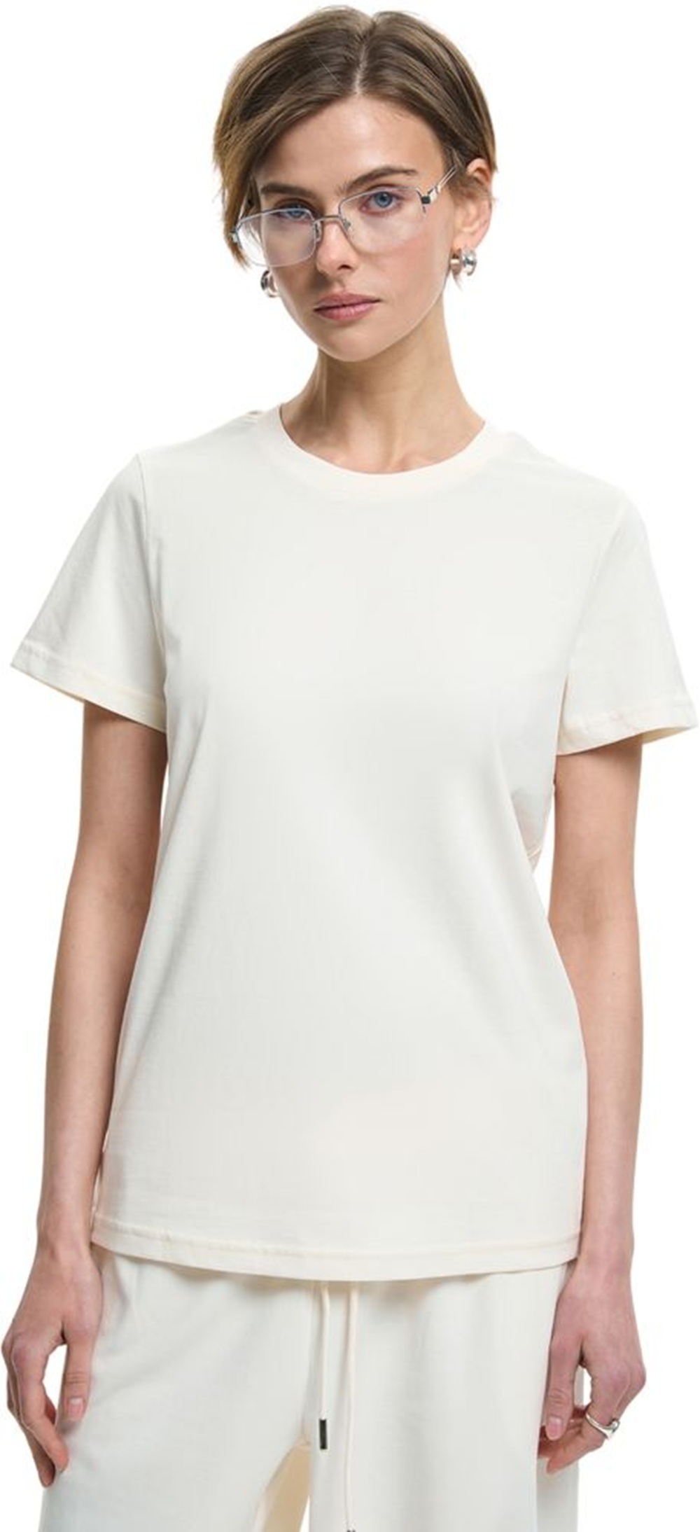 Футболка бавовняна жіноча Roza 231107 M світло-бежевафото1