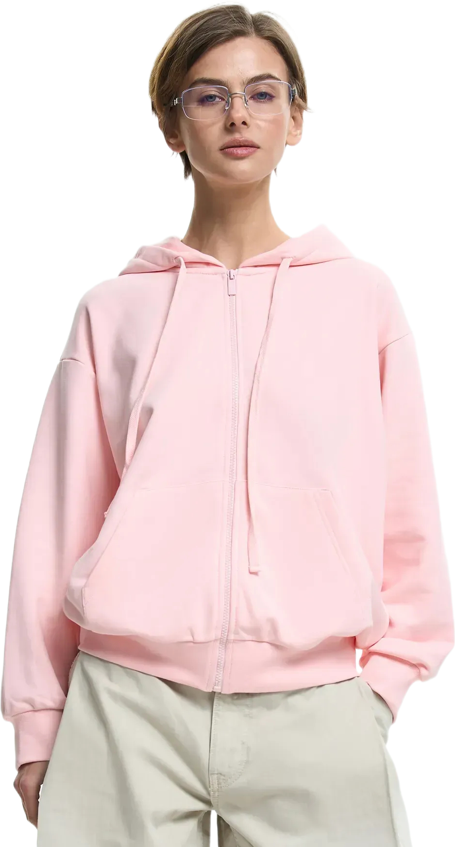Худи на молнії жіноче Roza 211201 2XL світло-рожевефото1