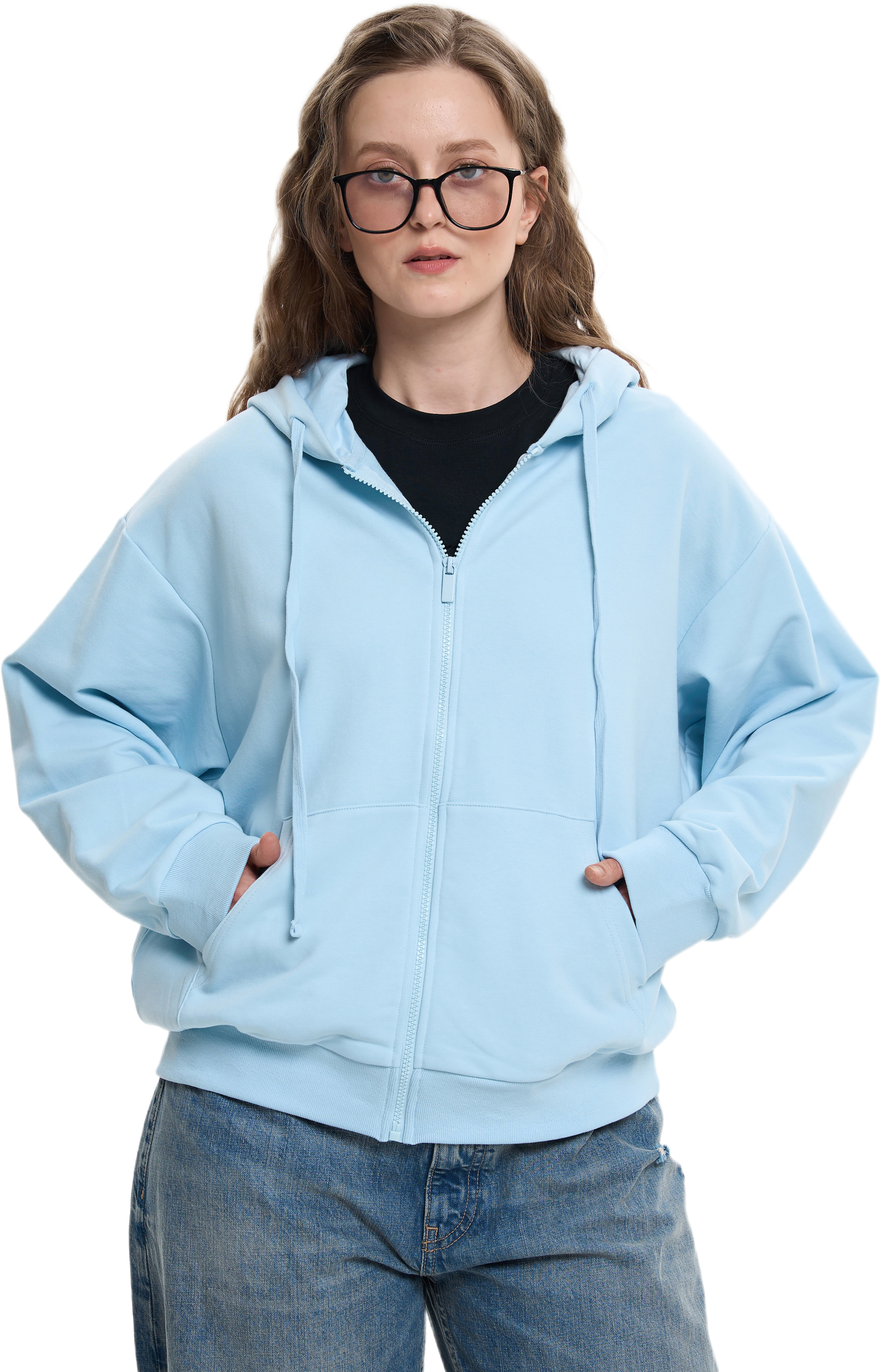Худи на молнії жіноче Roza 211201 XL сіро-блакитнефото1