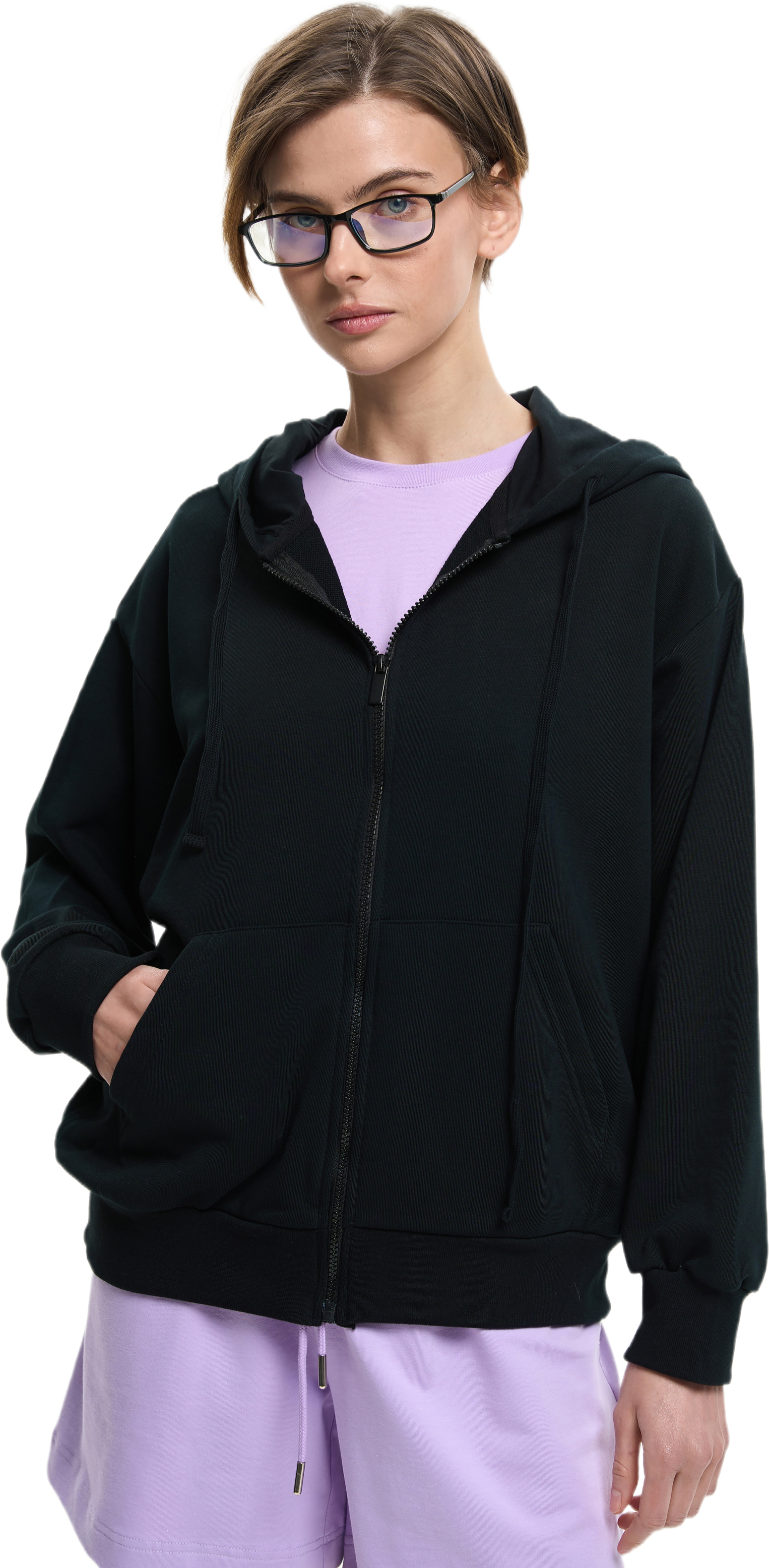 Худи на молнії жіноче Roza 211201 2XL чорнефото1