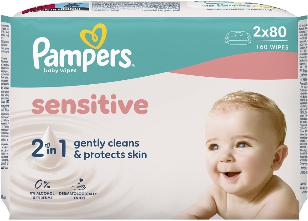 Салфетки влажные детские Pampers Sensitive Fresh Clean 2x 80 шт фото 1