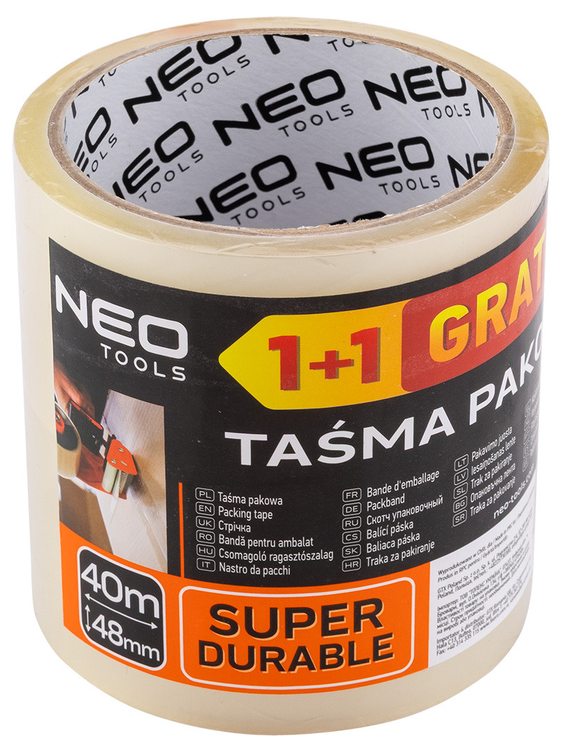 Лента упаковочная Neo Tools, 40мх48мм, прозрачная набор 2шт (56-058) фото 1