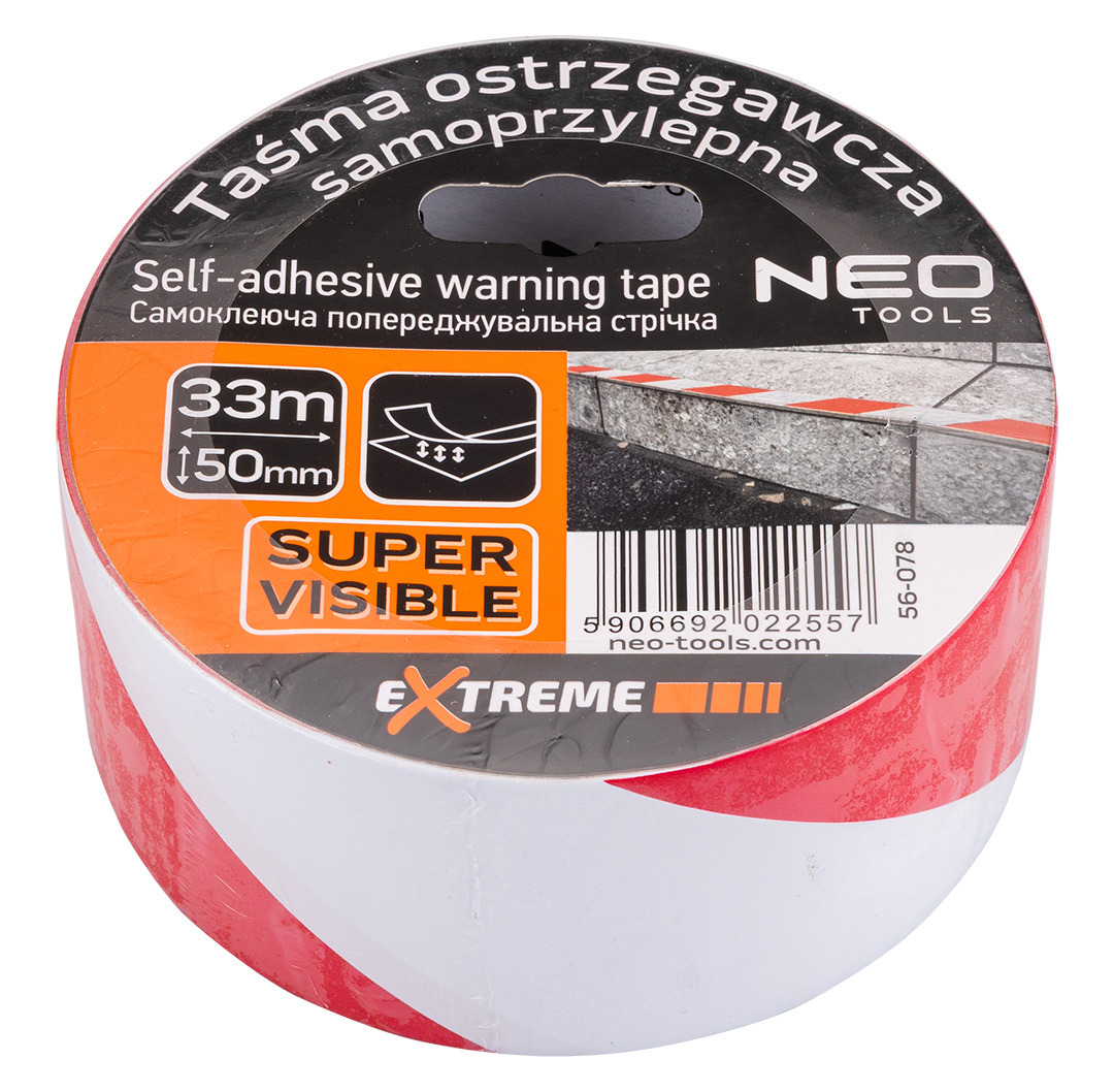 Лента предупредительная клейкая Neo Tools, 50мх33мм, красно-белый (56-078) фото 1