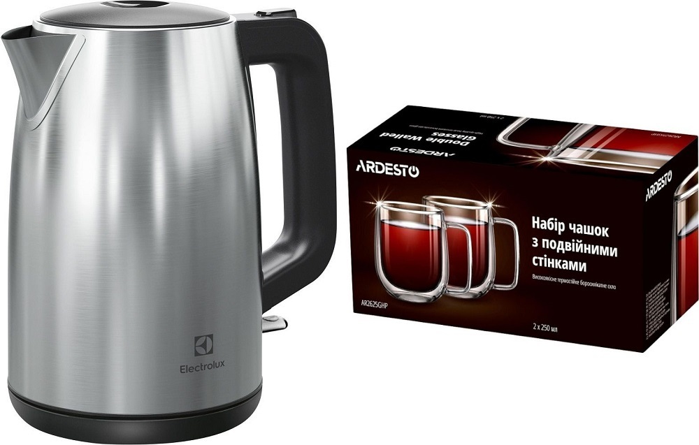 Комплект Електрочайник Electrolux E3K1-3ST + Набір чашок з ручками ARDESTO AR2625GHPфото1