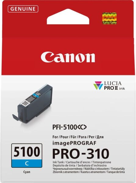 

Картридж струменевий Canon PFI-5100 imagePROGRAF Pro-310 Cyan