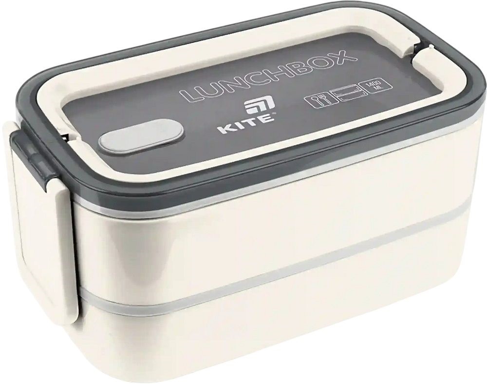 Ланчбокс Kite двойной с наполнением 1400 мл, бежевый (K26-183-2) фото 1