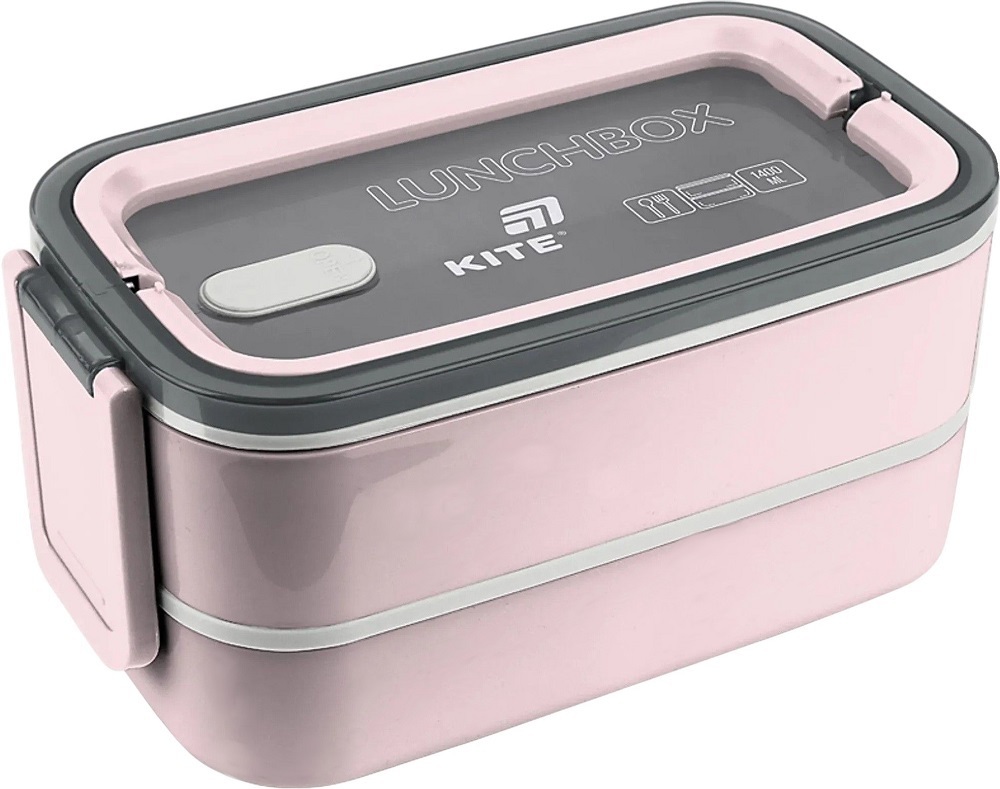 Ланчбокс Kite двойной с наполнением 1400 мл, пудровый (K26-183-1) фото 1