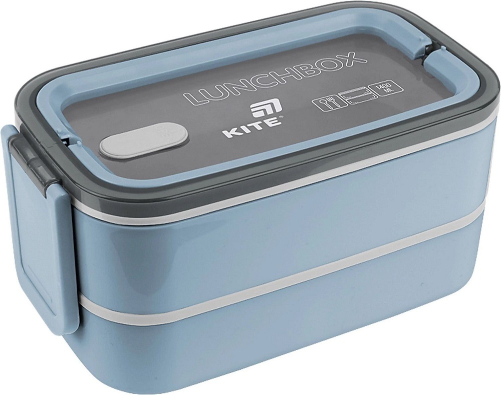 Ланчбокс Kite двойной с наполнением 1400 мл, синий (K26-183-3) фото 1