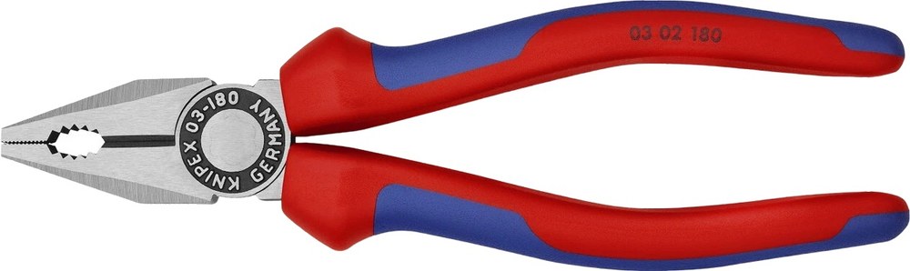 Плоскогубцы комбинированные KNIPEX 180мм 0.254кг (03-02-180) фото 1