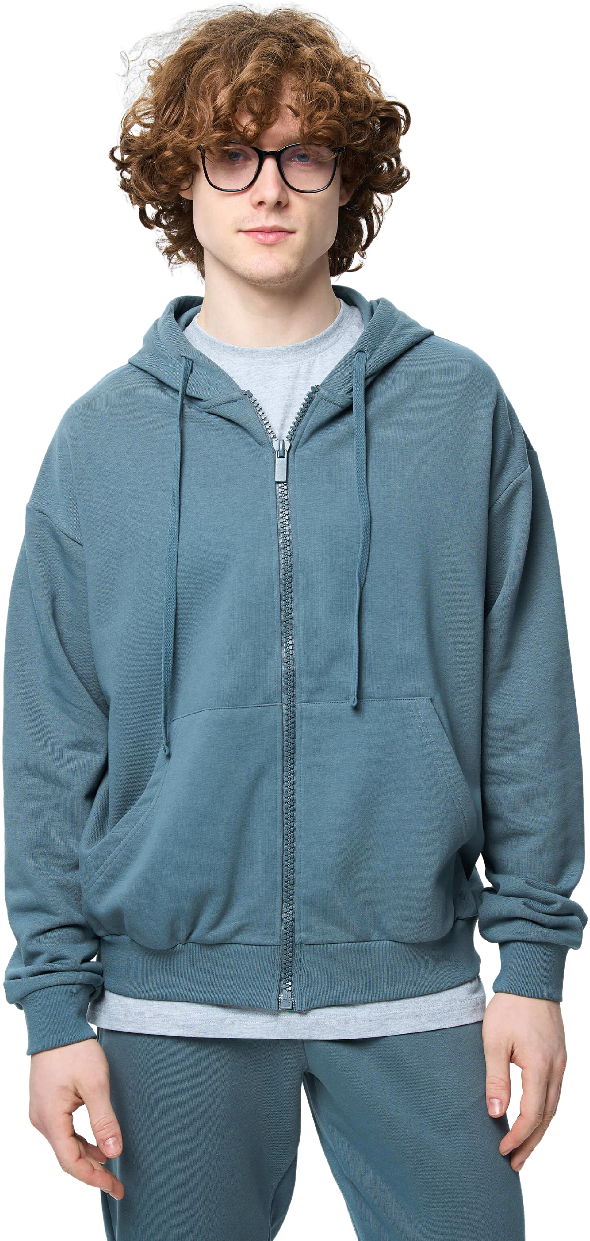 Худі на молнії чоловіче Roza 211140 L темно-бірюзовефото1
