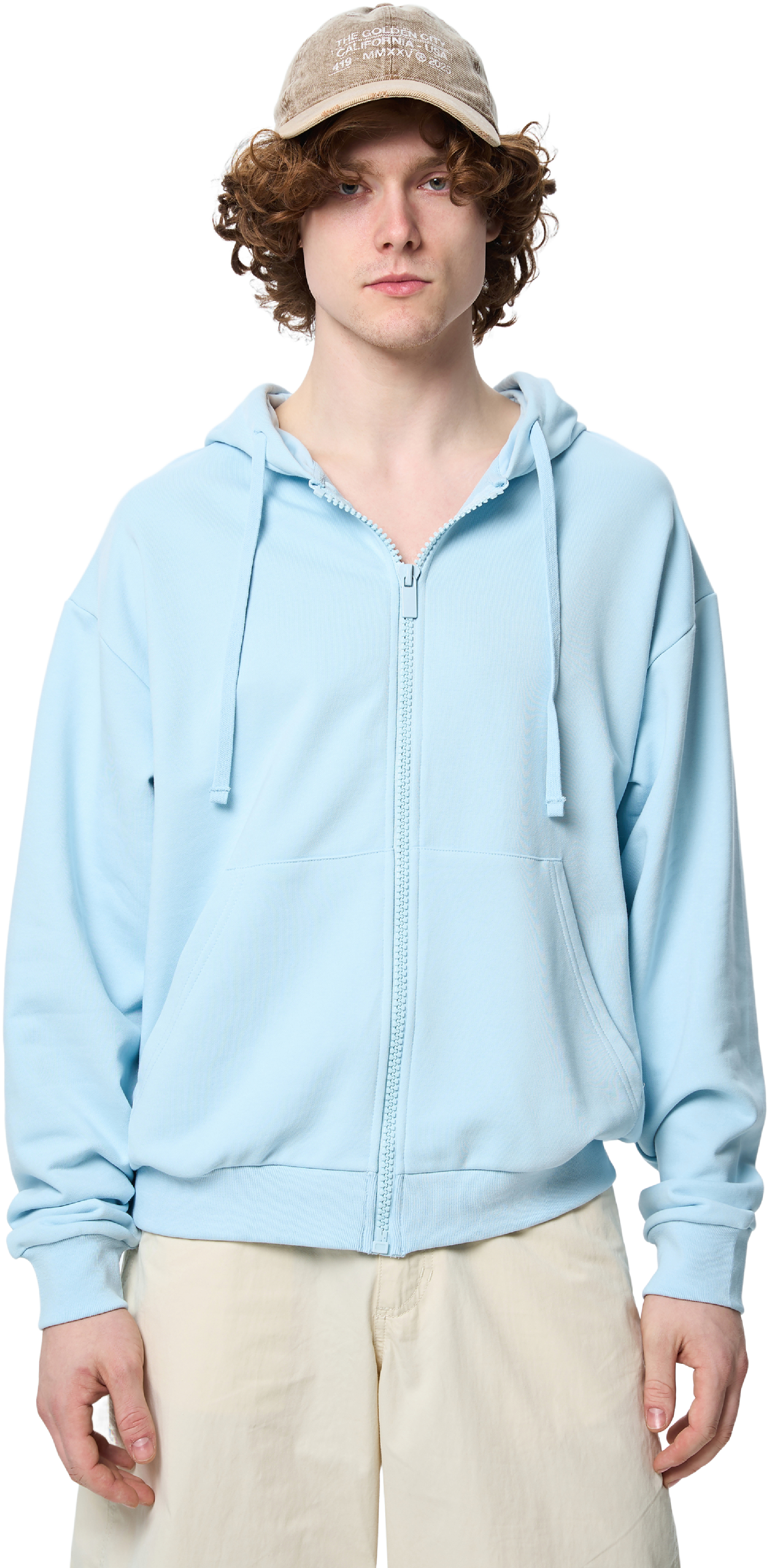 Худі на молнії чоловіче Roza 211140 S сіро-блакитнефото1