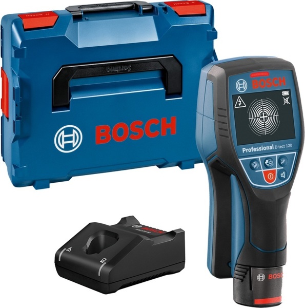 

Детектор аккумуляторный Bosch Professional D-tect 120, 12В, Акб 1.5Ач, до 120мм, ±10 мм, L-BOXX 136, 0.5кг