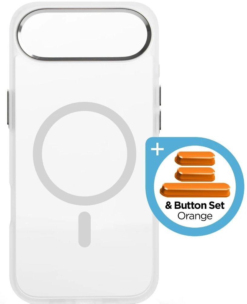Чехол ArmorStandart Unit MagCase для Apple iPhone 17 Air Matte Clear Silver + Orange Button Set (ARM90583)