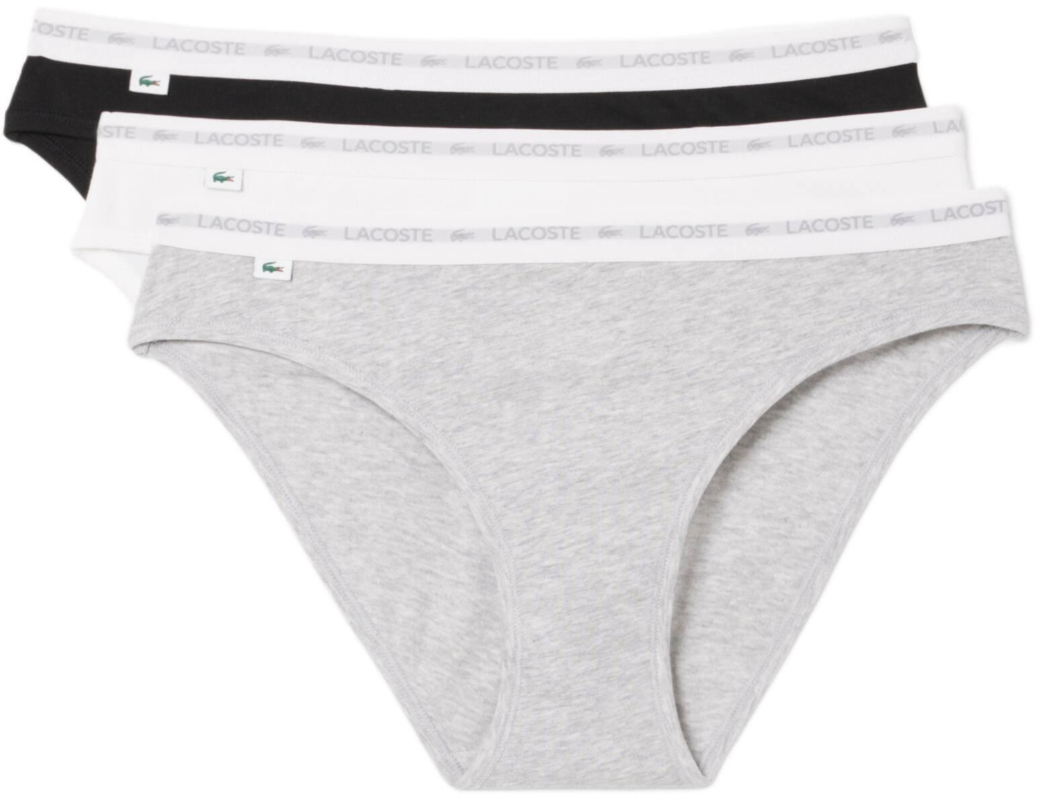 Набор трусов-слипов женских Lacoste 8F1338 XS 3 шт. серые/белые/черные