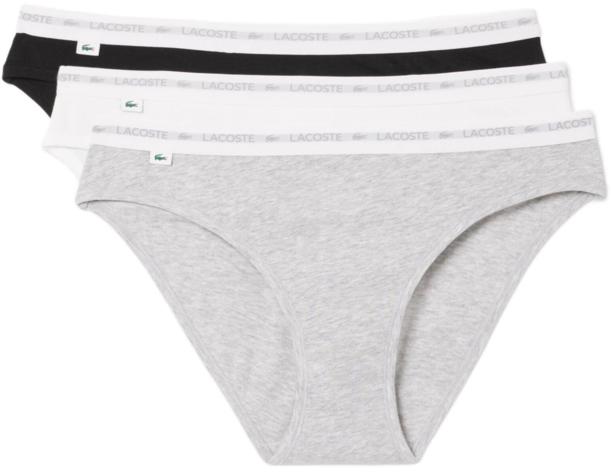 Набор трусов-слипов женских Lacoste 8F1338 XS 3 шт. серые/белые/черные фото 1