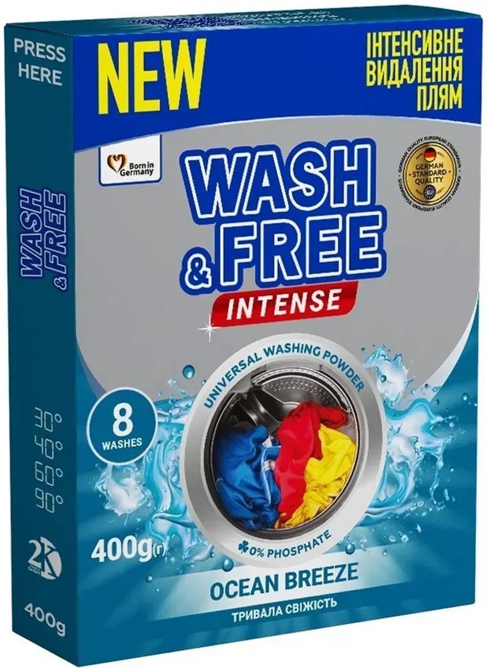 порошок для прання Wash&Free Intense універсальний Океанський бриз 400 гфото1