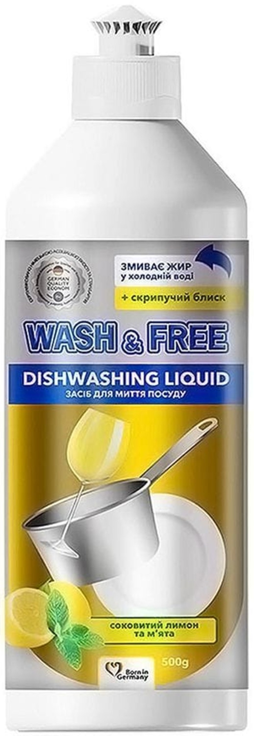 Средство для мытья посуды Wash&Free Лимон и мята 500 г