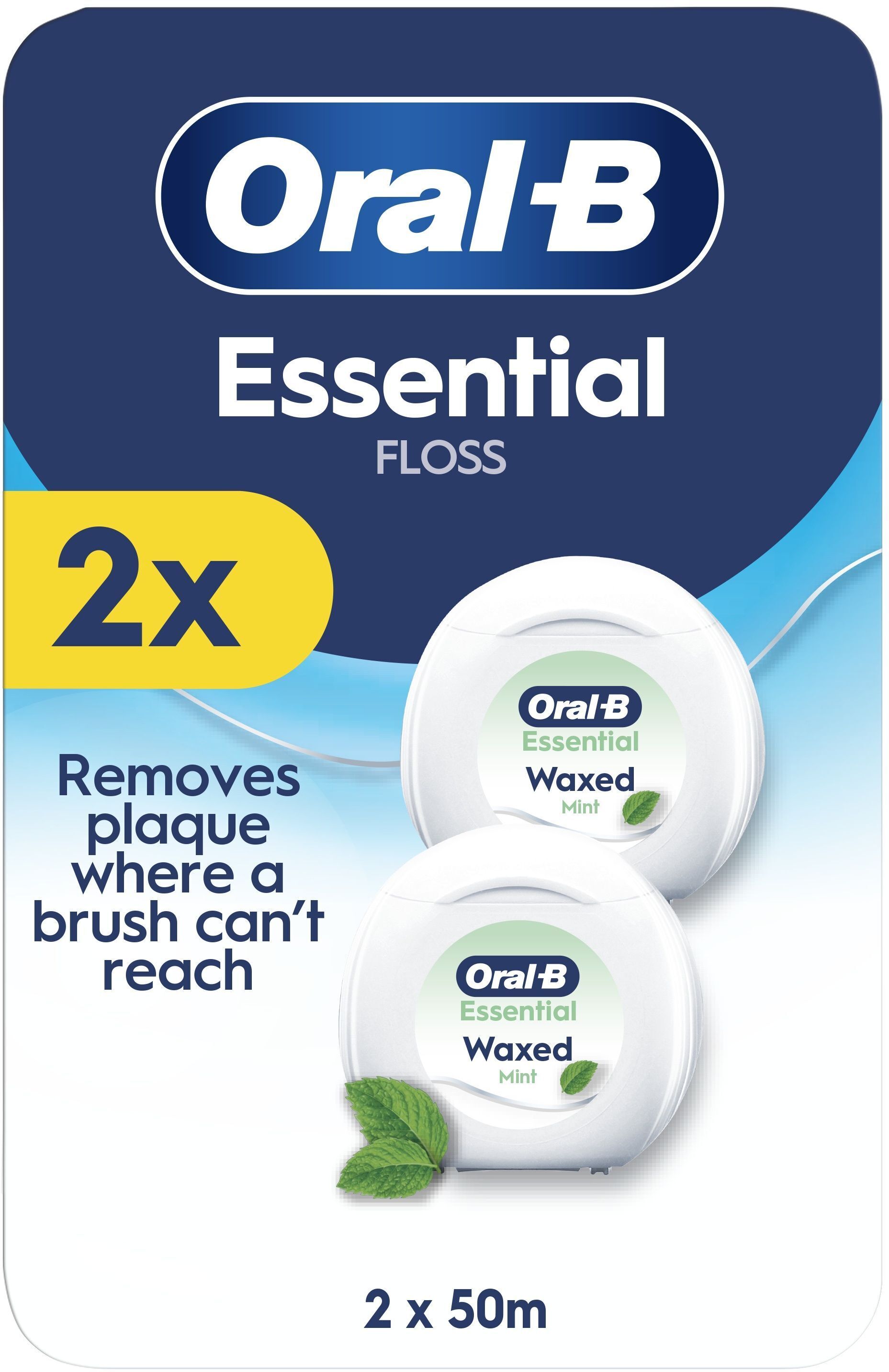 Зубная нить Oral-B Essential Floss Мятная вощеная 50 м x 2 шт фото 1