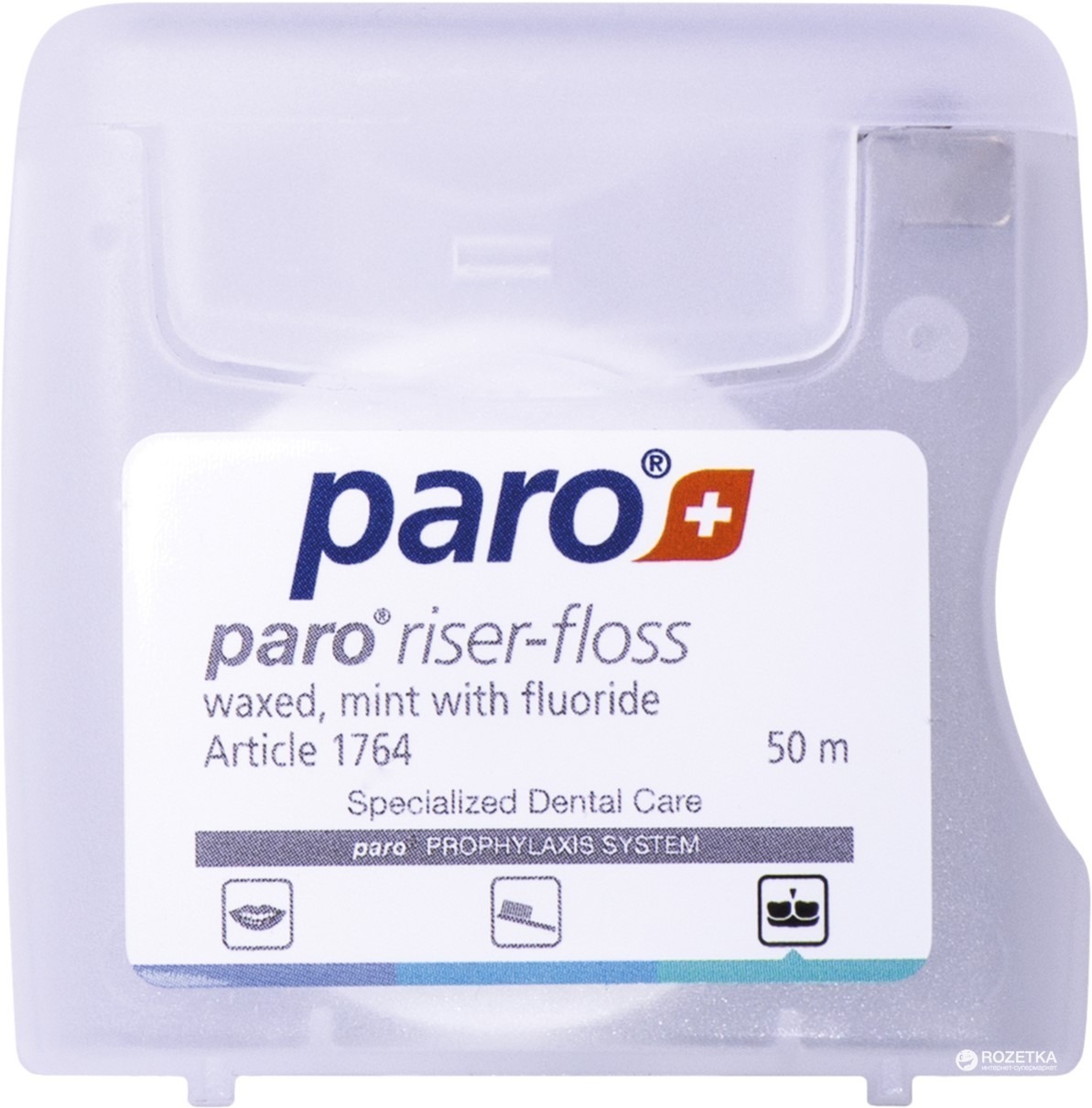Зубной флосс Paro Riser-Floss вощен с мятой и фтором 50 м. фото 1