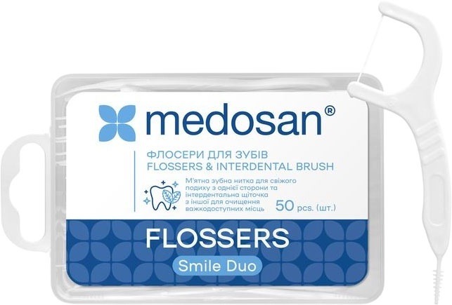 Флосери для зубів Medosan Smile Duo Flossers&Interdental brushфото1