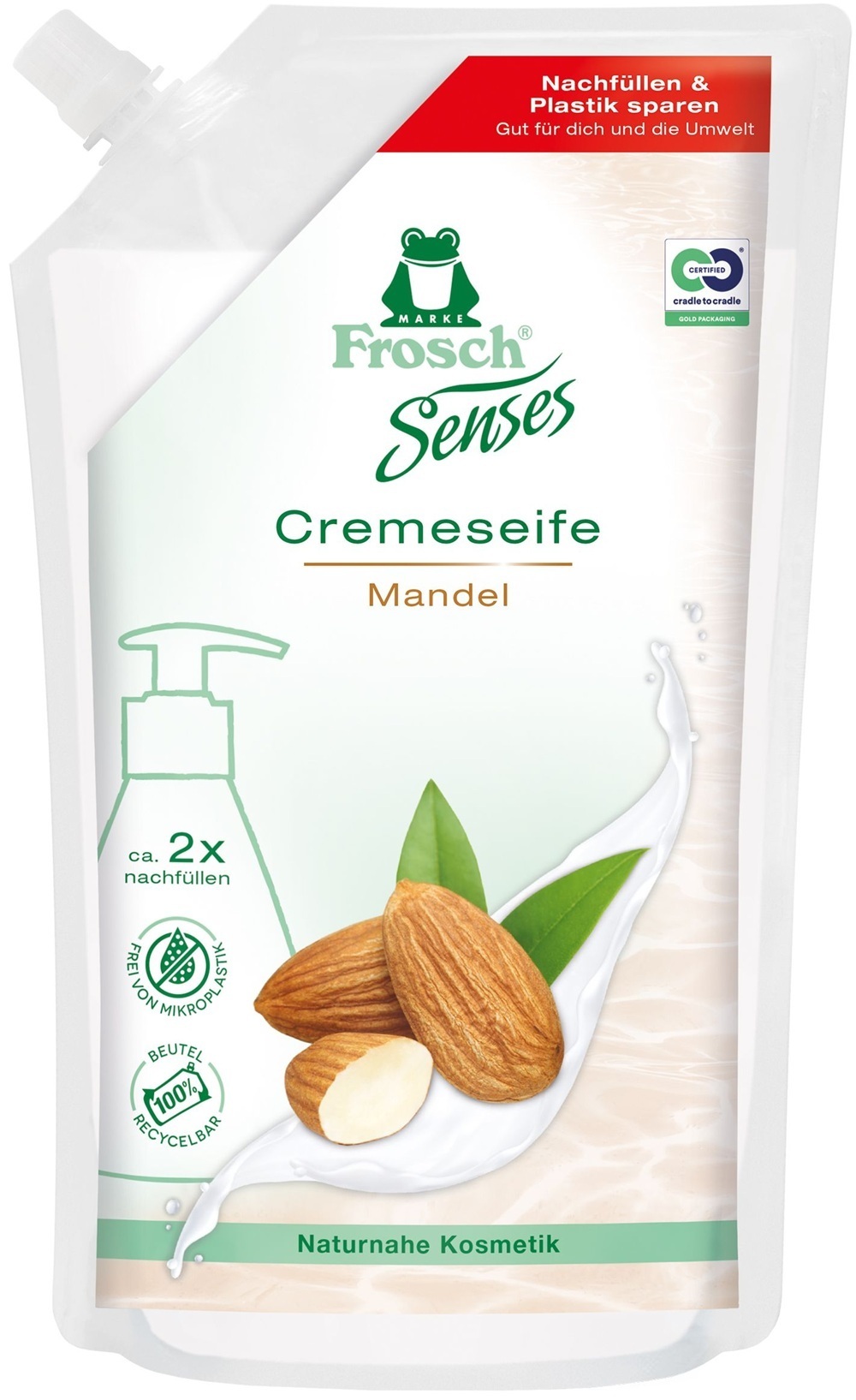 Мыло для рук Frosch Senses Миндальное молочко (запаска) 500 мл фото 1