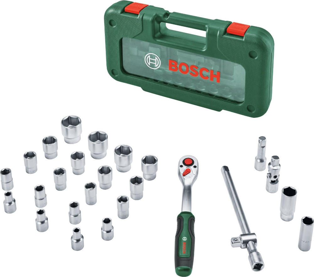 Набор торцевых головок Bosch 1/2" с трещоткой 265мм (1.600.A03.9J7) фото 1