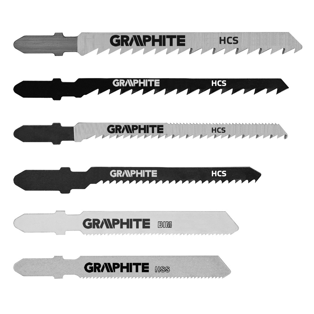 Полотно для электролобзика GRAPHITE, хвостовик T, набор 6шт (57H754) фото 1
