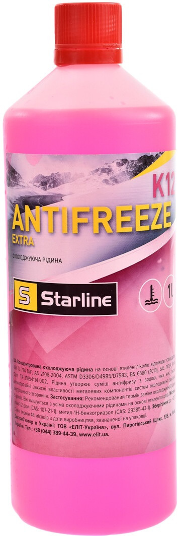 Антифриз Starline Extra K12 G-12+ концентрат розовый -74°C 1л (NA K12-1) фото 1