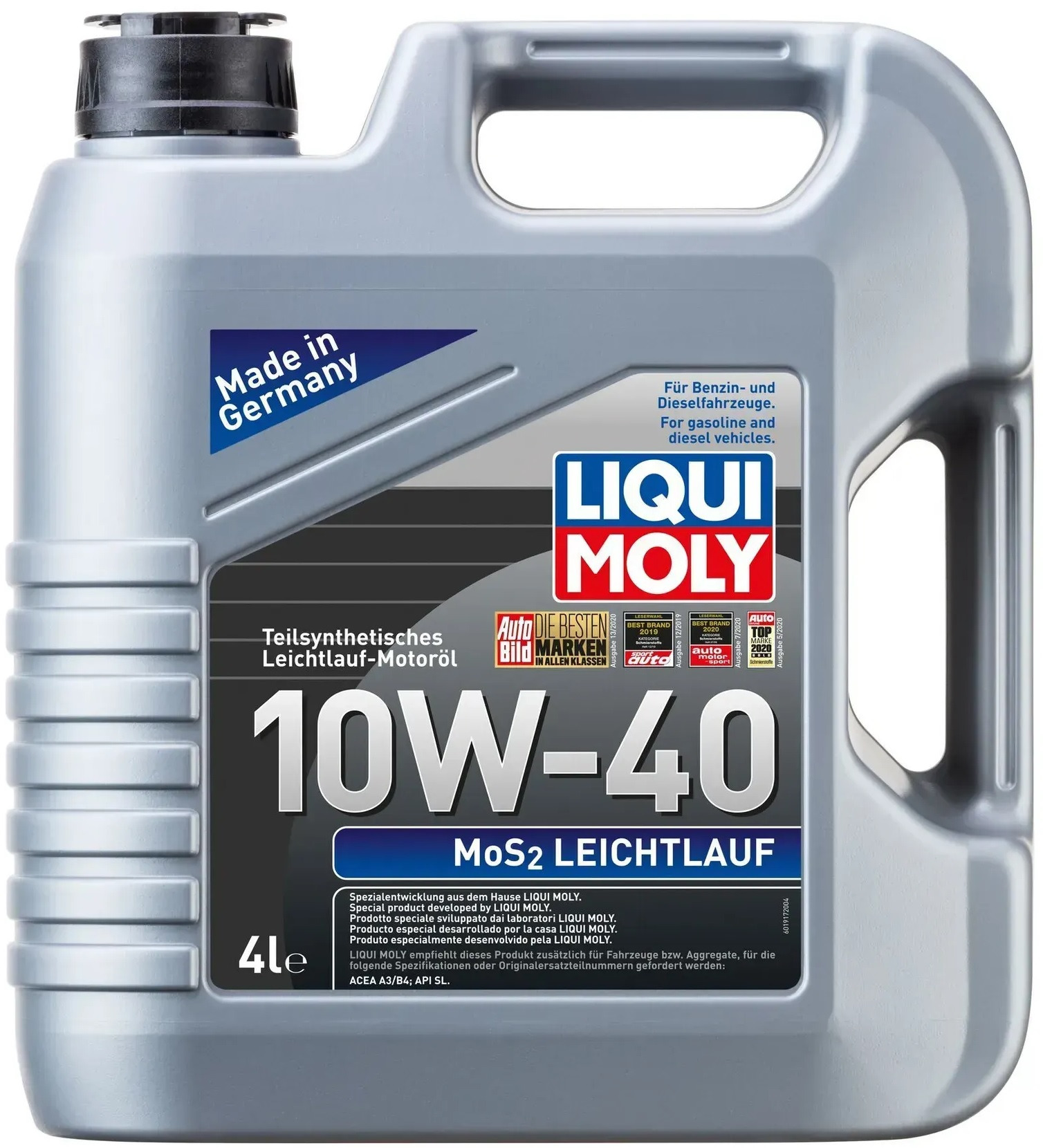 Олива моторна Liqui Moly MoS2 Leichtlauf 10W-40 4л (LIM1917) (6948)фото1