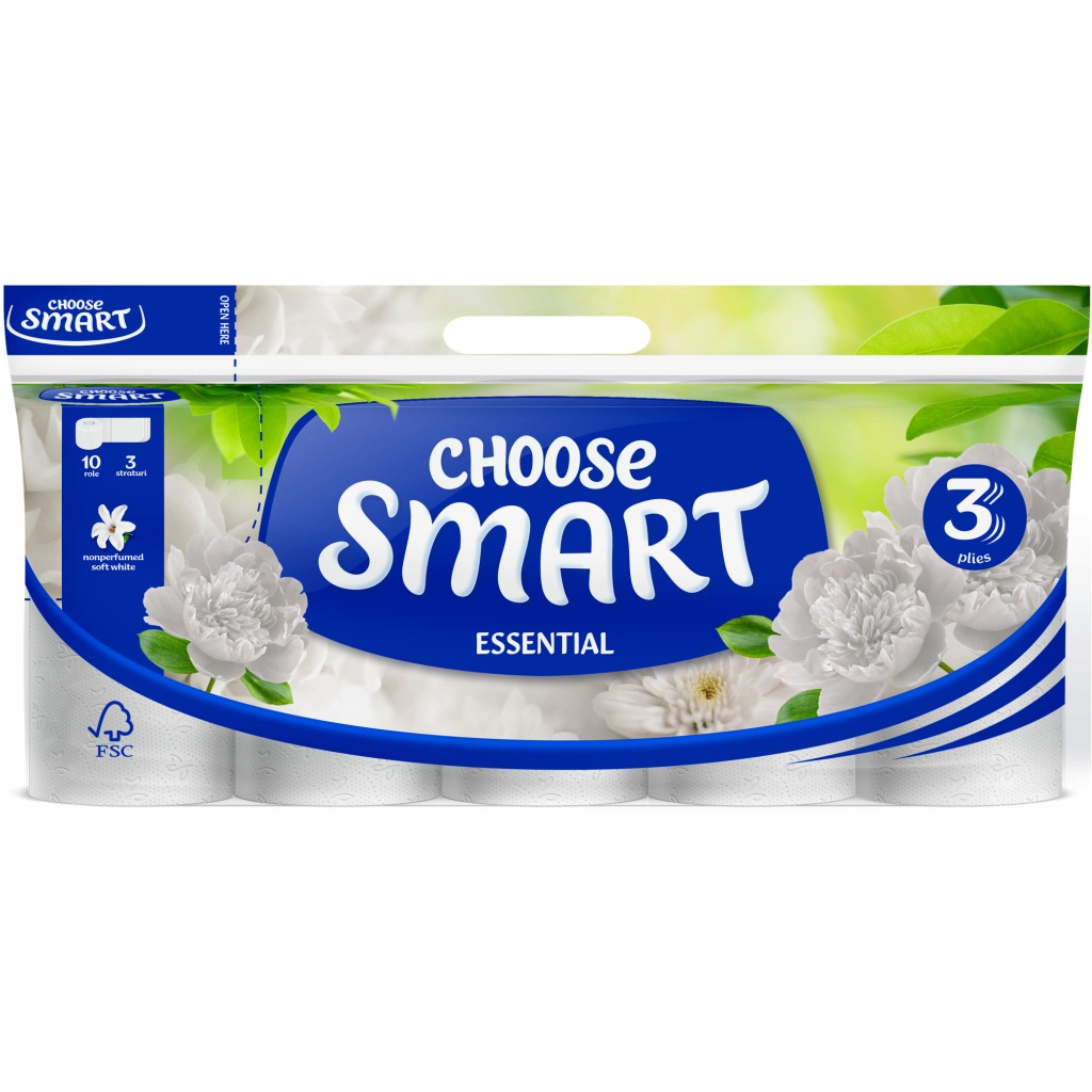 Туалетная бумага Smart Essential 3 слоя 10 рулонов по 14,4м фото1