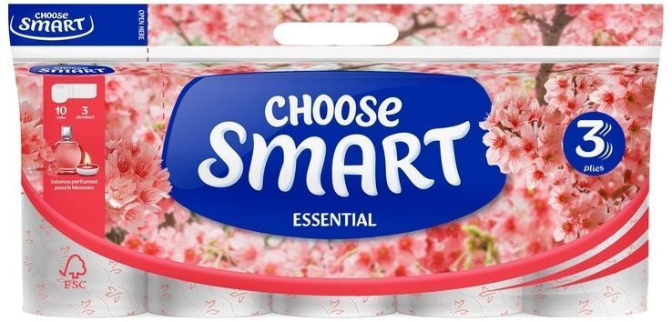 Туалетная бумага Smart Essential Персик 3 слоя 10 рулонов по 14,4м фото 1