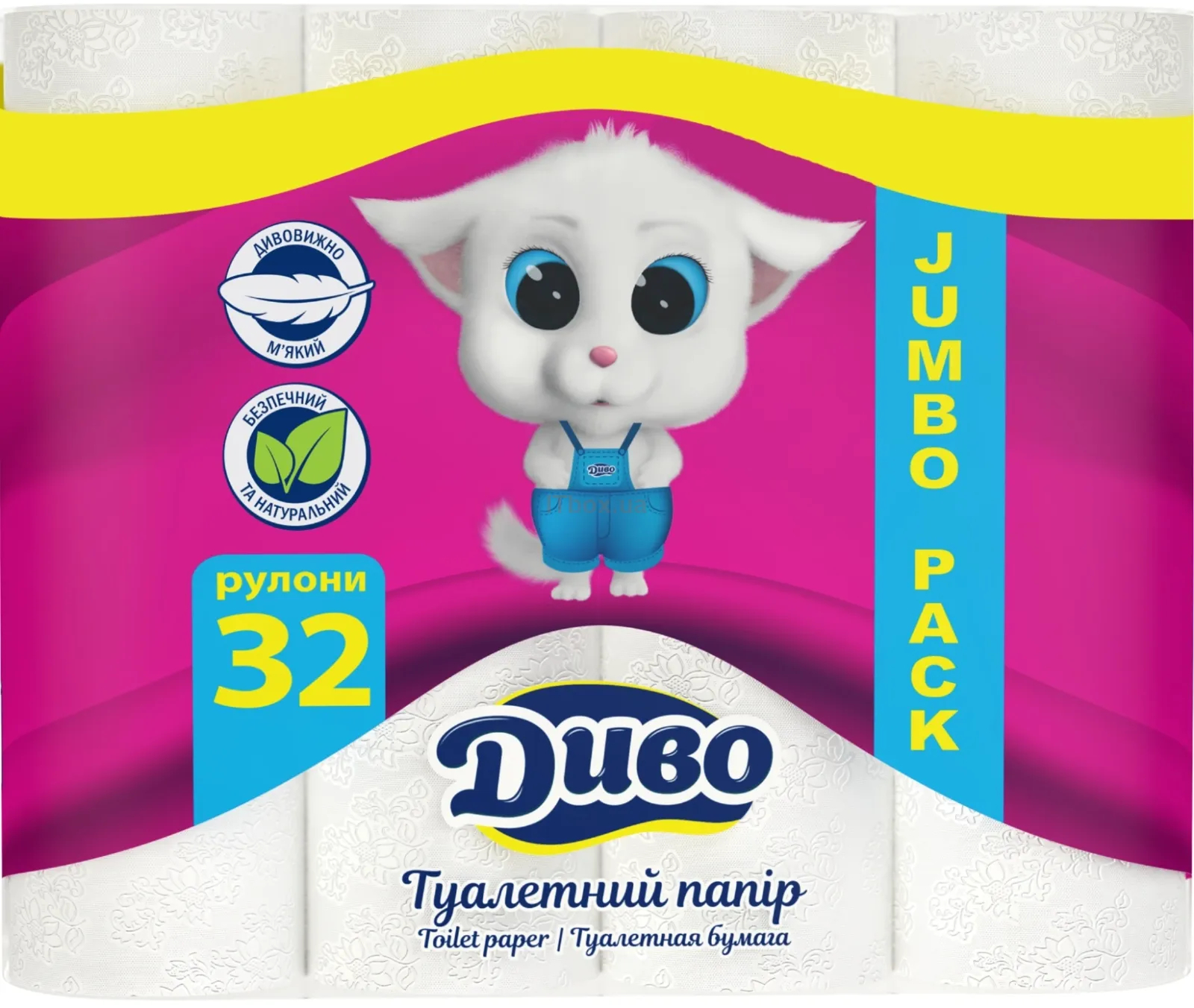 Туалетная бумага Диво Эконом 2 слоя целлюлозный Белый 32 рулона фото 1