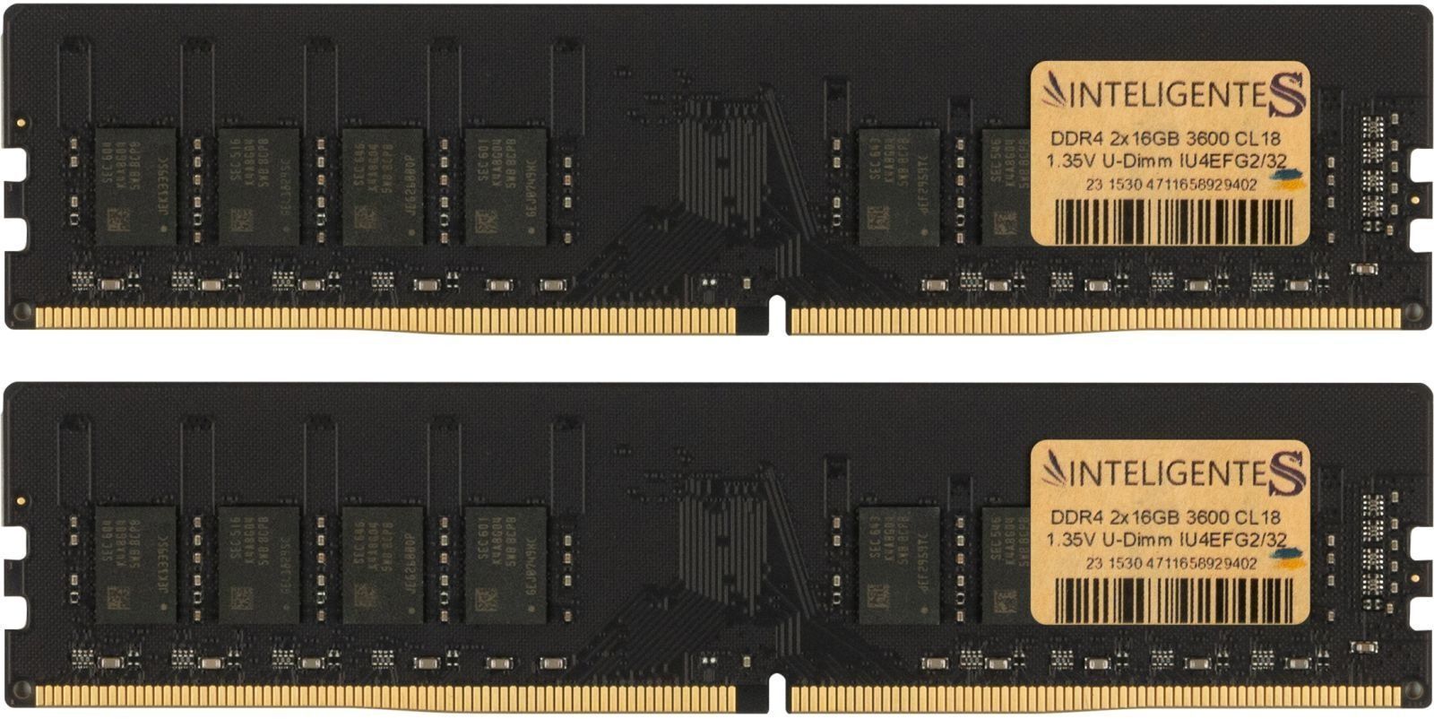 Пам'ять для ПК INTELIGENTES DDR4 32GB (2x16GB) 3600 MHz (IU4EFG2/32) фото1