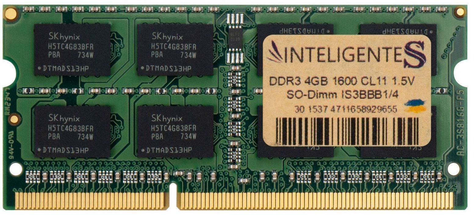 Память для ноутбука INTELIGENTES SoDIMM DDR3 4GB 1600 MHz (IS3BBB1/4) фото1